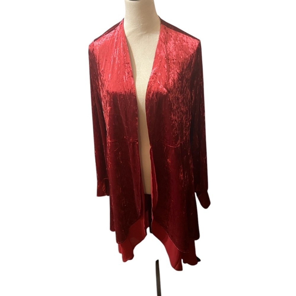 Torrid Velvet Chiffon Mix Kimono Red Plus Size 00